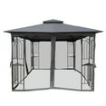 thumbnail image 2 of 10x10 Outdoor Patio Gazebo Canopy Tent With Ventilated Double Roof And Mosquito net(Detachable Mesh Screen On All Sides),Suitable for Lawn, Garden, Backyard and Deck,Brown Top, 2 of 6