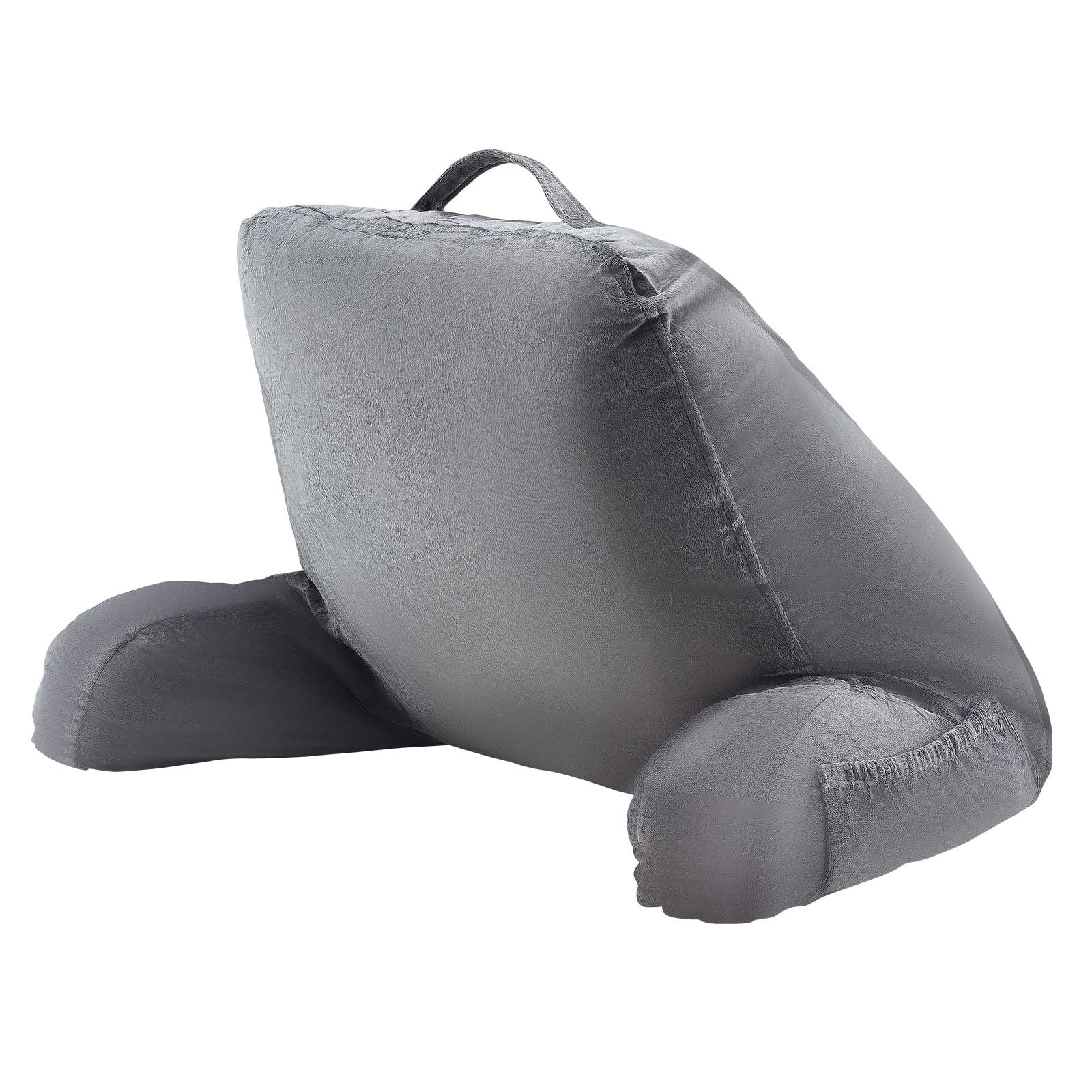 Large Reading Pillow with Memory Foam, 3 Pockets, Dual Zip Lining, Ergonomic Design, Machine Washable Velvet, Portable Handle for Bed Sofa