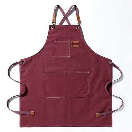 

Homgreen Canvas Kitchen Apron for Men Women Chef Cooking Apron Cross Back 3 Pockets
