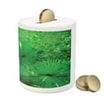 thumbnail image 3 of Rainforest Piggy Bank, Plants in Tropical Environment Exotic Jungle Atmosphere Natural Beauty Pattern, Ceramic Coin Bank Money Box for Cash Saving, 3.6" X 3.2", Green, by Ambesonne, 3 of 4