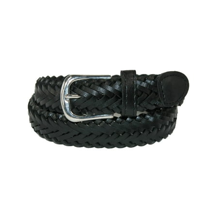 Alden Dress Belt - Size Medium Boys Leather 3/4 Inch Adjustable Braided Dress Belt, Black