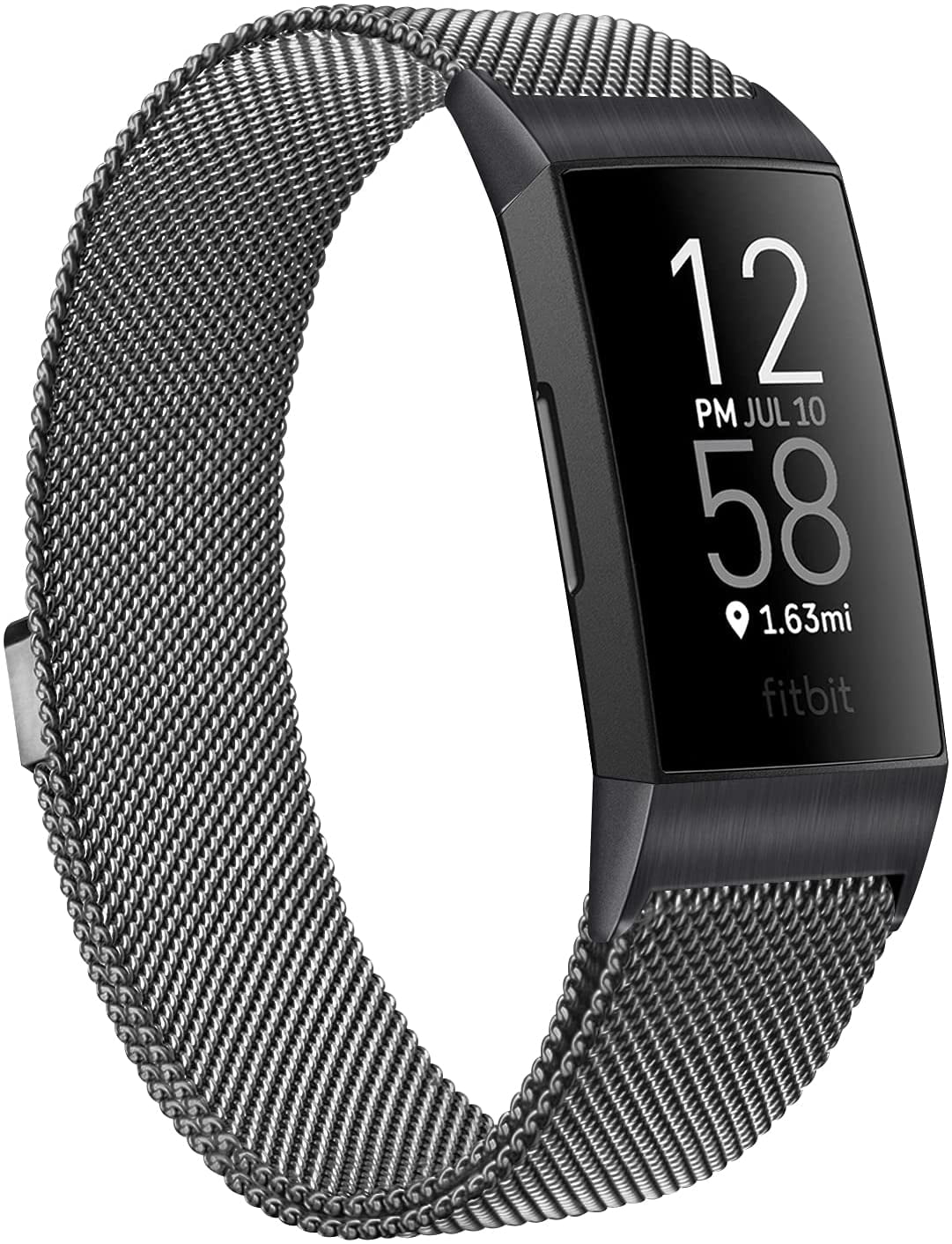 WIGERLON Metal Mesh Band For Fitbit Charge 4/3/SE - Stainless Steel Stretchy Solo Loop Replacement Watch Band - View #5