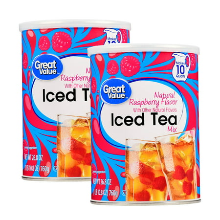 (2 Pack) Great Value Iced Tea Drink Mix, Natural Raspberry, 26.8