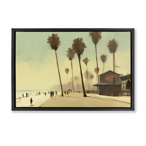 Stupell Industries Tropical Promenade Landscape Landscape & Nature Painting Black Floater Framed Canvas Art Print Wall Art, 25 x 17