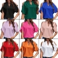 thumbnail image 4 of Baywell Womens Summer Cold Shoulder Tops Short Sleeve V Neck Casual Dressy Blouses Shirt Solid Loose Casual Tunic Top, S-2XL, 4 of 6
