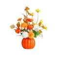 thumbnail image 2 of Pumpkin-Shaped Ceramic Vase with Handmade Silk Flower Arrangement for Living Room, Dining Table, and Home Decor Orange, 2 of 5