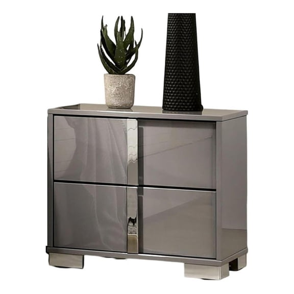 Suni Nightstand- Light Taupe Wood with UV Finish- 2 Drawers- 24 Inch