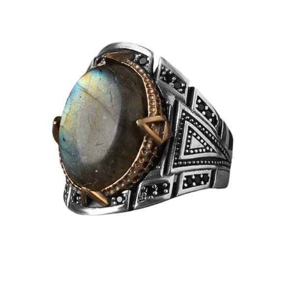 Roarsilver Silver 925k Mens Ring,Handmade Mens Ring,Natural Labradorite Stone,Jewelry Gift For Mens | 5