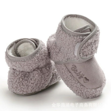 

Baby toddler shoes 0 to 1 year old baby cotton shoes soft bottom Velcro warm fleece-lined thick winter snow boots anti-drop