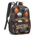 thumbnail image 2 of Basketball and Flame Gray Pattern 17" School Backpacks for Teens,Waterproof Oxford Fabric,S-Shape Padded Straps for School,Travel,Hiking,Camping, 2 of 6