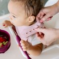 thumbnail image 3 of Bazzle Baby Waterproof Silicone Bib for Baby with Food Catcher - Roll Up and Button Feeding Bib for Toddler Eating 2-Pk, 3 of 5