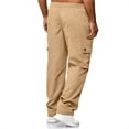thumbnail image 4 of Men's Multi-Pocket Drawstring Work Pants, Fashion Casual Elastic Waist Cargo Trousers for Outdoor and Hiking,Khaki,3XL, 4 of 7