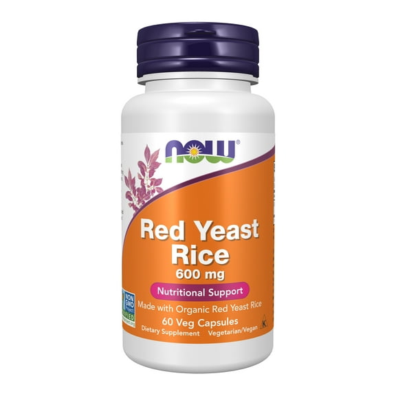 NOW Supplements, Red Yeast Rice 600 mg, Made with Organic Red Yeast Rice, 60 Veg Capsules