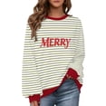 thumbnail image 2 of Sakmal Christmas Sweatshirts Women Plus Size Green Crew Neck Tops Workout Merry Sweatshirt for Women, 2 of 9
