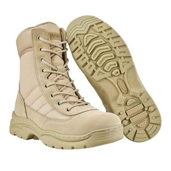 Men's Military Boots 8 Inch Sand Side Zipper US 11 Ultra-Light Tactical Boots