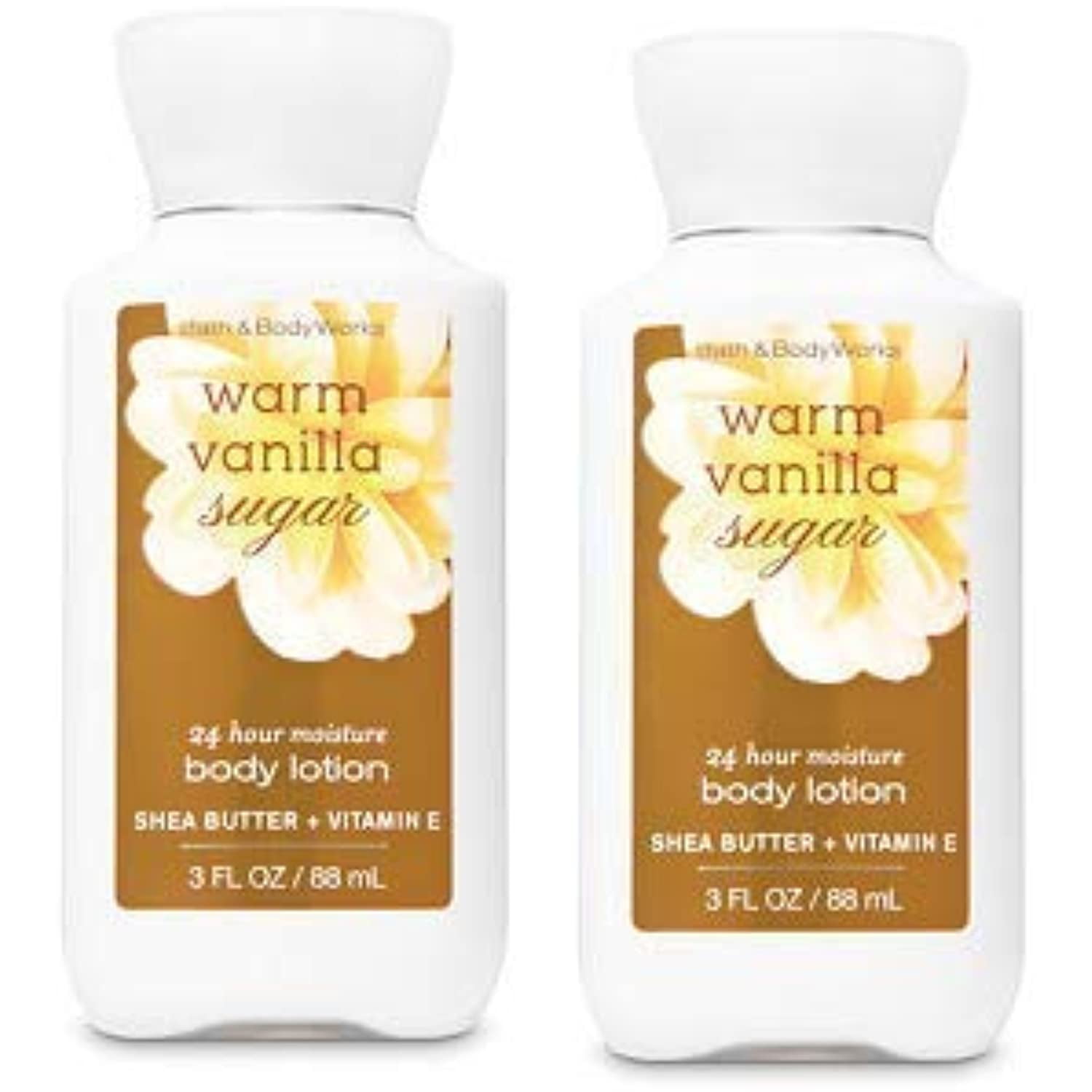 Bath and Body Works 2 Pack 24 Hour Moisture Warm Vanilla Sugar Travel Size Body Lotion 3 Oz