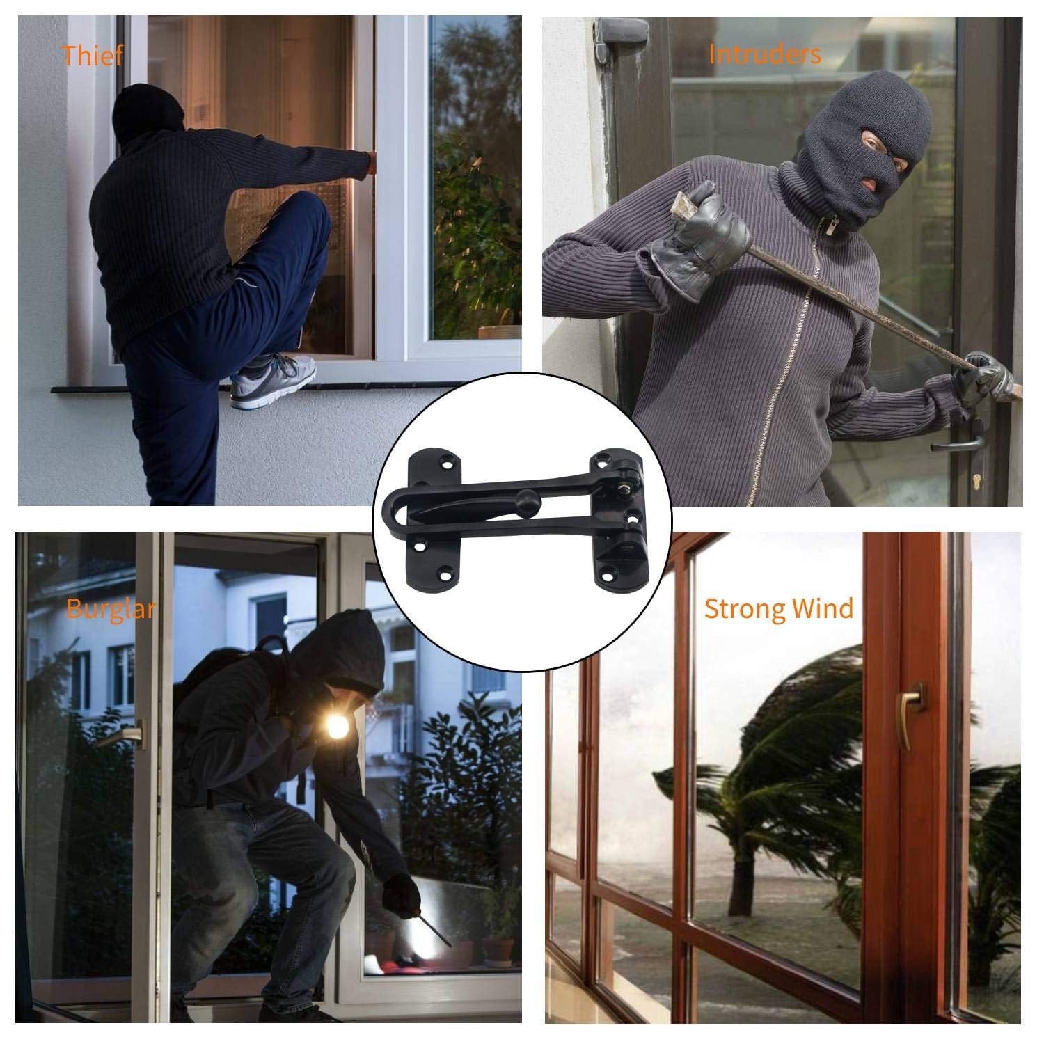 Swing Bar Door Lock Latch for Home Security, Door Latch Guard Clasp for Kids, Apartment Hotel Door Latches, Thicken Solid Zinc Alloy Hotel Reinforcement Door Latch for Swing-in Doors