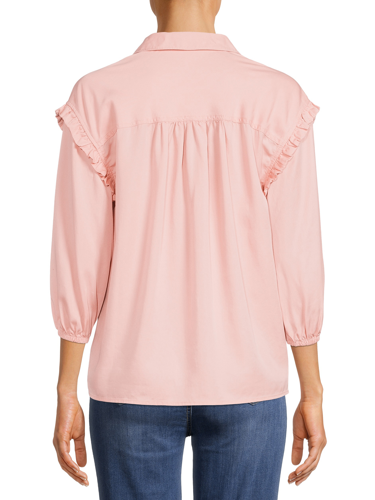 Time and Tru Women's Ruffle Sleeve Button Front Blouse - image 3 of 5