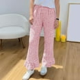 thumbnail image 2 of FRSASU Womens Gingham Pants Wide Leg Plaid Pants Elastic Waist Lounge Pajama Bottoms Beach Vacation Trousers with Pockets Hot Pink, 2 of 7