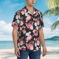 thumbnail image 5 of Balery Rose Flowers Print Men's Hawaiian Shirts Short Sleeve Beach Shirt Relaxed Fit Vacation Button Down Shirts-Large, 5 of 9