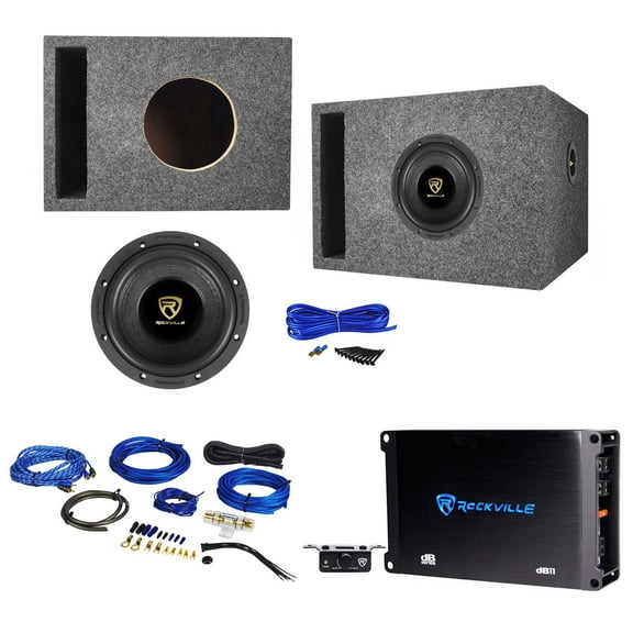 Rockville W65K9D4 6.5" 1000w Car Subwoofer Vented Box Mono Amplifier Amp Kit