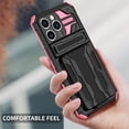 thumbnail image 3 of SaniMore for iPhone 14 Pro Max 6.7" Upgraded Military Shockproof Case, Rugged PC Back & TPU Bumpers Case with Invisible Sliding Card Slot & Kickstand Shockproof Protective Case, Pink, 3 of 10
