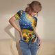 thumbnail image 3 of Balery Starry Sky Sunflower Body de cuello redondo de manga corta para mujer Tops de manga corta Tops básicos-Medium, 3 of 7