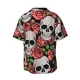 thumbnail image 2 of Xecao offers the Skull and Roses for Men's Casual Short-sleeved Shirt, a button-up collared shirt with a pocket, perfect for beach vacations and yacht travel in the 3X-Large size., 2 of 7