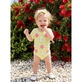 thumbnail image 4 of BemeyourBBs Newborn Baby Girl Duck Outfit Infant Baby Girl Summer Clothes Bubble Romper Cute 3D Crochet Duck Flower Embroidery Short Sleeve Bodysuit Playsuit and Headband Set, 4 of 7