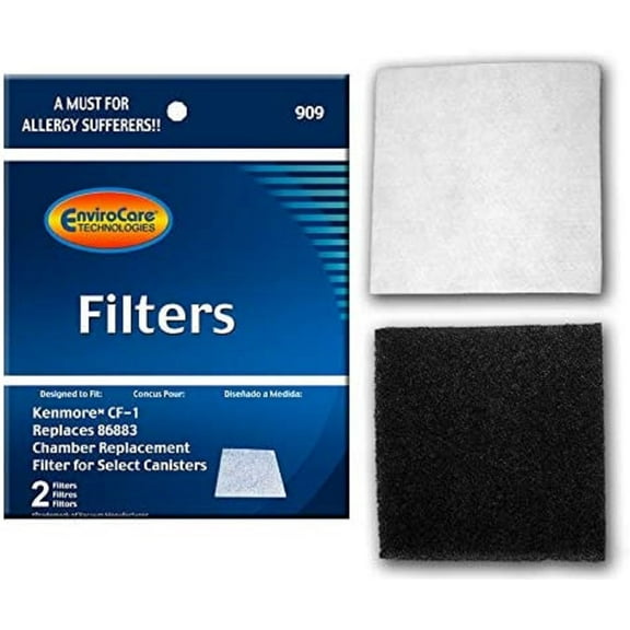 Compatible with Kenmore Canister CF1, 86883, Filter 2 in pack FITS BEHIND THE BAG - 8175139, 909