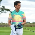 thumbnail image 3 of Balery Retro Palm Beach Sunset Camisa Polo de Hombre con Estampado, de Manga Corta y Tejido Medio, Camisa Tipo Golf Polo-Large, 3 of 6