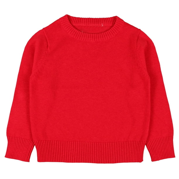 Gibobby ropa Niñas blusas básico de Color sólido para niños pequeños y niñas, suéter de punto para niñas, de algodón, capa Base de caramelo de punto (Rojo, 2-3Años )
