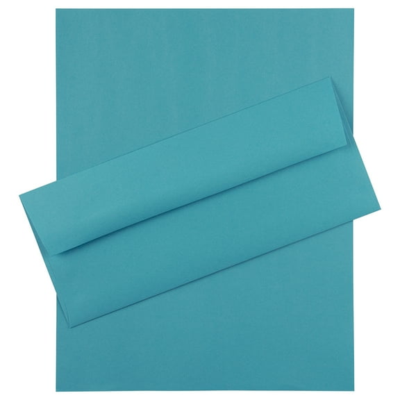 JAM Paper No. 10 Business Stationery Set, 4 1/8 x 9 1/2, Blue, 100/Pack