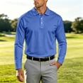 thumbnail image 2 of Yungyresw Polo Shirts for Men Solid Color Loose Fit TShirts Breathable Fabric Long Sleeve Polo for Spring Wear, 2 of 6