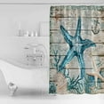 thumbnail image 2 of Vintage Starfish Shower Curtain, 66" x 72", Ocean Coral Anchor Shell Wood Grain Waterproof Bathroom Curtain Washable Shower Curtain Set with 12 Hooks, 2 of 6