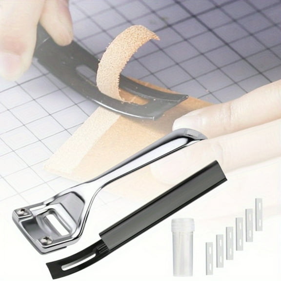 Skiving Knife, Metal Leather Skiver, Leather Craft Tools Skiver, Heavy Duty Hand Skiver for Leather, 6 Pieces Skiver Blades for Leather Craft DIY and Leather Making