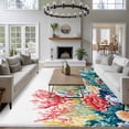 thumbnail image 3 of 5'x8' Area Rugs, Coastal Indoor Outdoor Area Rug for Living Room Bedroom, Summer Beach Red Teal Coral Nautical Washable Bathroom Rugs Kitchen Floor Carpet Mats Home Decor Aesthetic, 3 of 8
