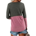 thumbnail image 4 of Odeerbi Shirts for Women 2025 Casual Long Sleeve V-Neck Tops Patchwork Loose Blouse Shirts Pink, 4 of 6