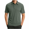 thumbnail image 3 of HAOTAGS Men’s Short Sleeve Waffle-Knit Polo Shirt, Classic Collar Lightweight & Breathable Casual Top Army Green XL, 3 of 8