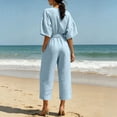 thumbnail image 5 of PNTUTB Women’s Fashion V-Neck Short Sleeve ASdjustable Strap Zipper Pockets Jumpsuit Pants, 5 of 7