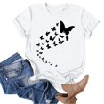 thumbnail image 5 of Womens Tops Women's Butterfly Print Round Neck Short Sleeve T Shirt Top White, 5 of 5