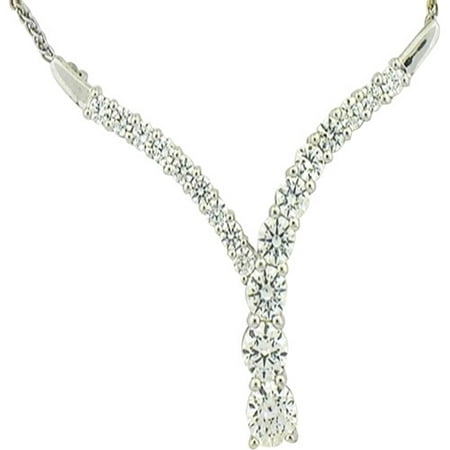 7.02 Carat T.G.W. White Cubic Zirconia Sterling Silver Journey Necklace, 16