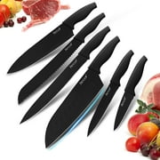 Hecef 6 Pcs Knife Set Black Oxide Japanese Chef Santoku Cooking Knife with Covers for Kitchen