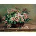 thumbnail image 2 of Stevens, Jo 14x12 Gold Ornate Wood Framed with Double Matting Museum Art Print Titled - Pink flowers in basket, 2 of 4