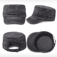 thumbnail image 4 of Gorra militar Geyoga Army de 2 piezas para hombre y mujer, algodón lavado, con la parte superior plana, unisex, para deportes al aire libre, casual, sombrero para el sol (caqui, negro), 4 of 7