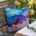 thumbnail image 5 of Marble Blue Throw Pillow Cover Gold Line Gradient Purple Modern Wavy Cotton Linen Cushion Cover Throw Pillow Case with Invisible Zipper for Couch Sofa Bed Chair Car 26x26 Inch, 5 of 9