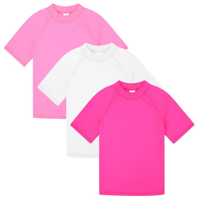 BIG ELEPHANT 3 Pack Kids Short Sleeve Rash Guard Shirt UPF 50+ Protection Swimwear Quick Dry Swim Tee Youth Rashguard