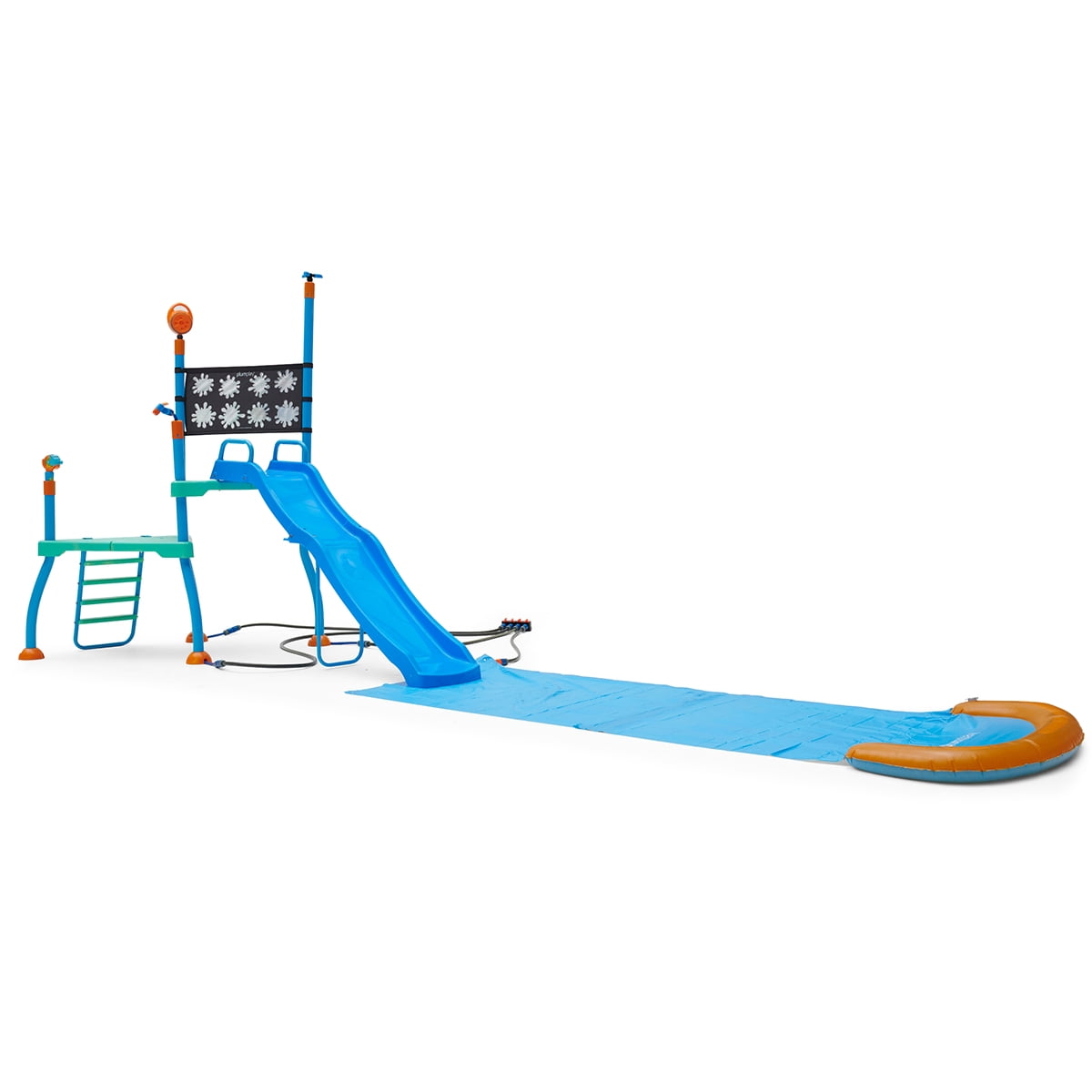 Plum Play Kids Outdoor Water Slide Play Equipment - with Built-in Toy Sprinklers, Backyard Waterpark with Bubble Blower, Coloring Wall 3 Years+, Up to 220 lbs (Shower Tower)