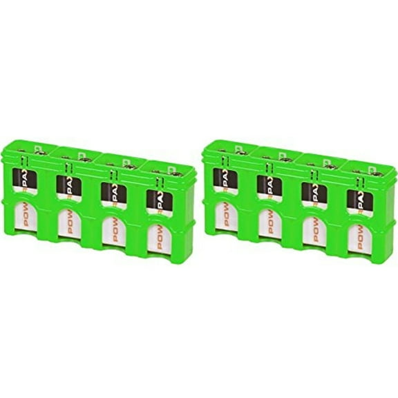 2 X Battery Holder By Powerpax 9V Battery Caddy, Glow-In-the-Dark Moonshine, 4-Pack "Each Holder Carries 4 Batteries"