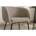 thumbnail image 3 of Upholstered Sherpa Dining Chair, Light Coffee Boucle Chairs with Arms, Curved Back Makeup Vanity Chair for Girls Women, Cozy Dining Room Chair with Black Metal Legs, 3 of 9